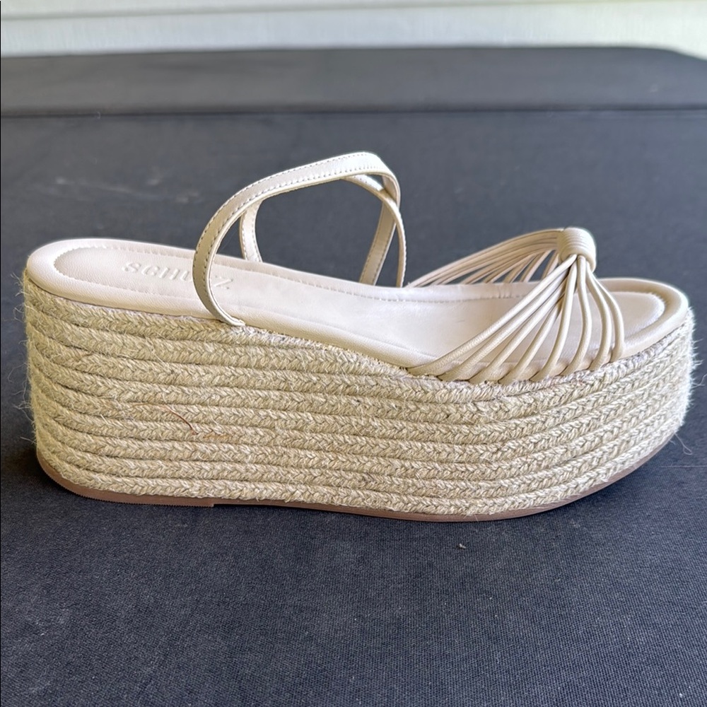 SCHUTZ Beige Espadrille Platform Sandals